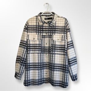 Zara Blue Plaid Light Jacket (L)